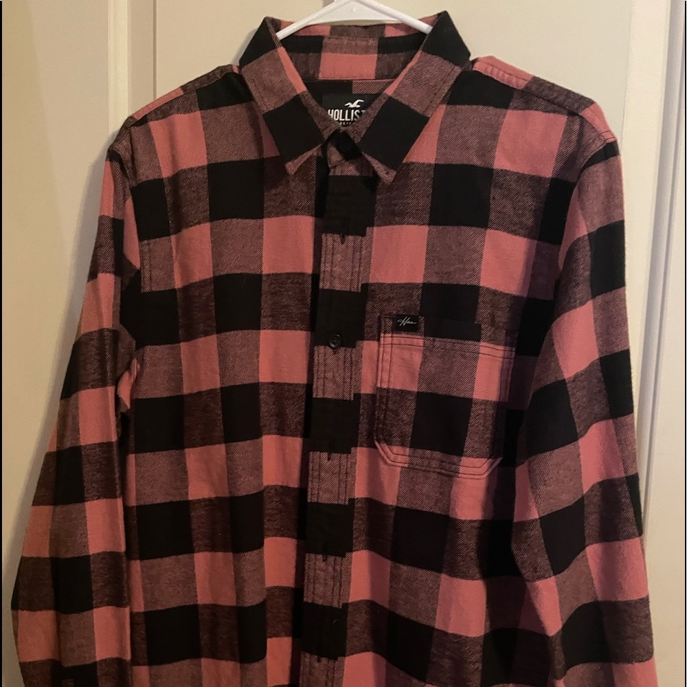 Salmon color flannel Hollister.